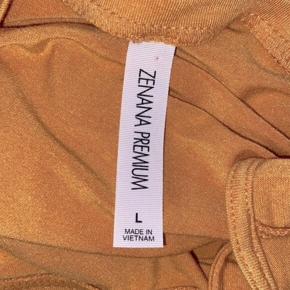 Zenana Premium cold shoulder mustard color Jersey knit dress size large - Picture 3 of 5